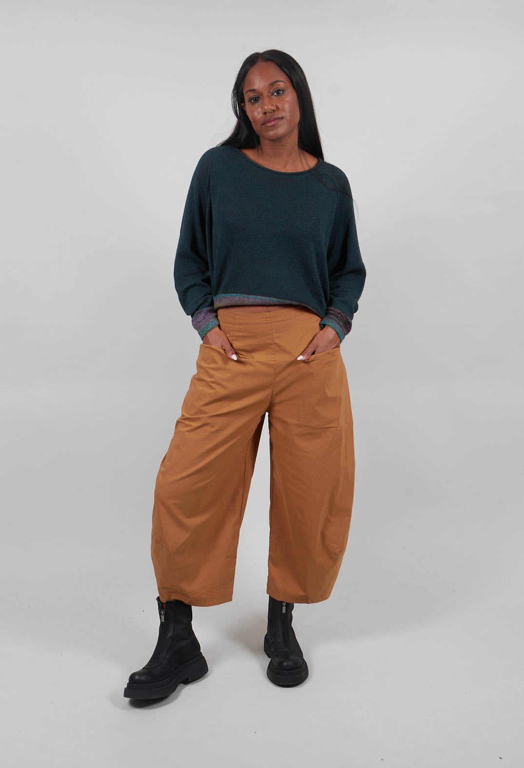 Pull On Balloon Leg Trousers in Bronze  - 3630111