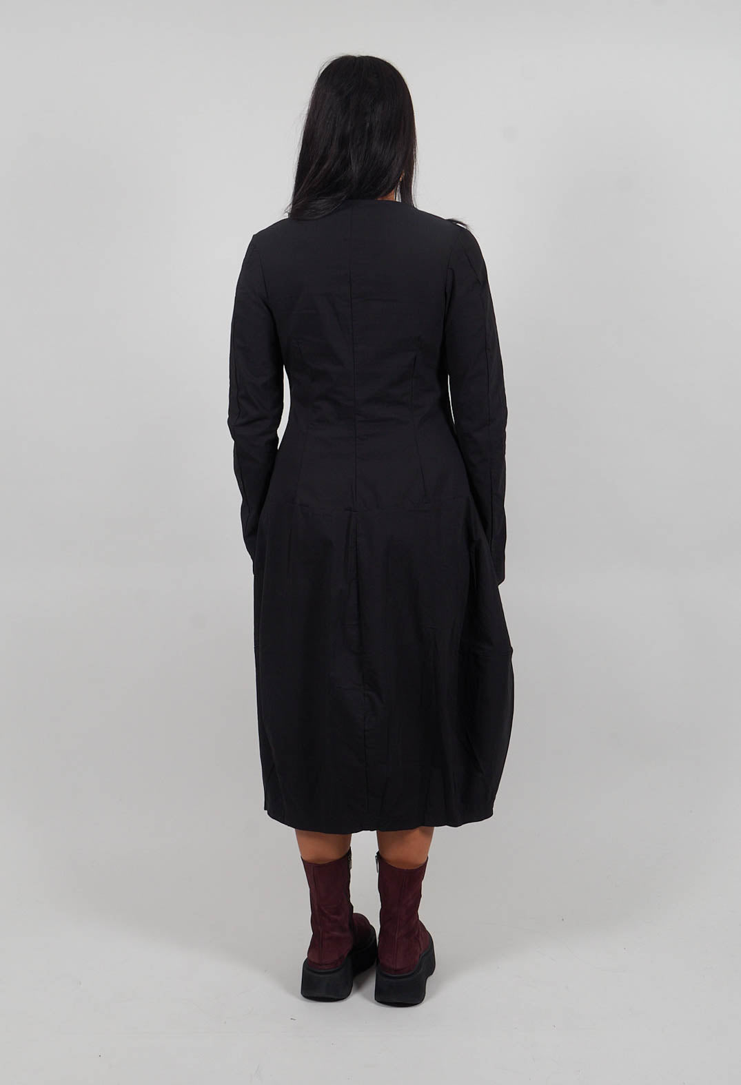 Long Sleeve Tulip Hem Dress in Black - 3630914