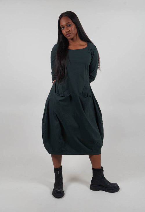 Long Sleeve Tulip Hem Dress in Forest  - 3630914