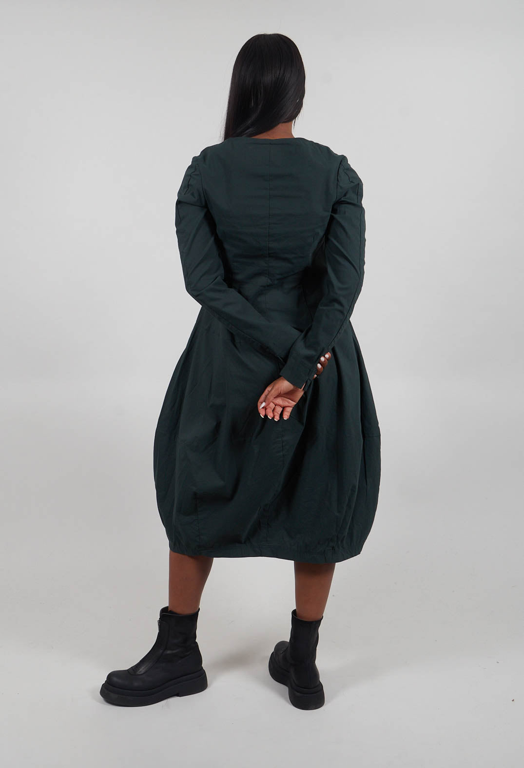 Long Sleeve Tulip Hem Dress in Forest  - 3630914