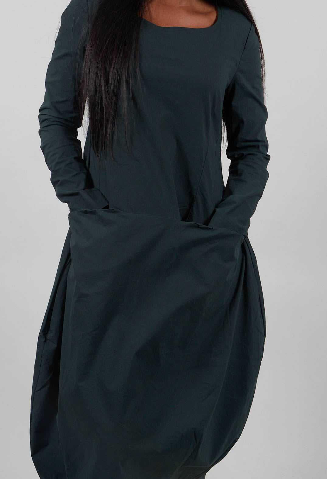 Long Sleeve Tulip Hem Dress in Forest  - 3630914