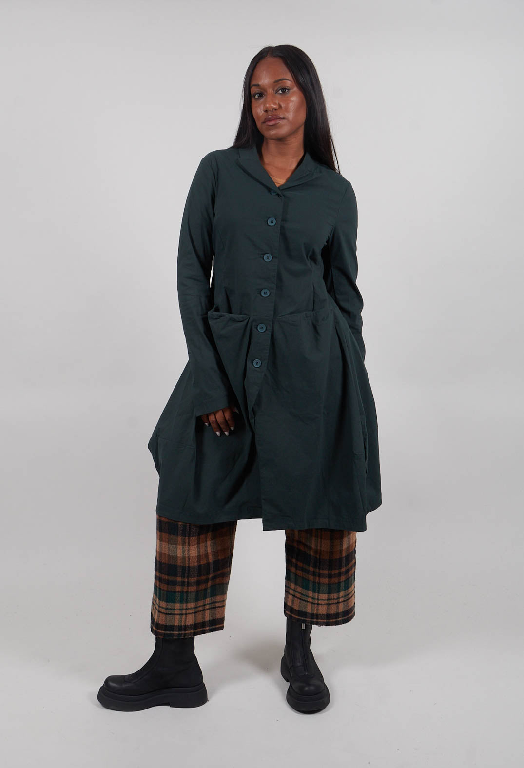 Tulip Hem Coat in Forest - 3631216