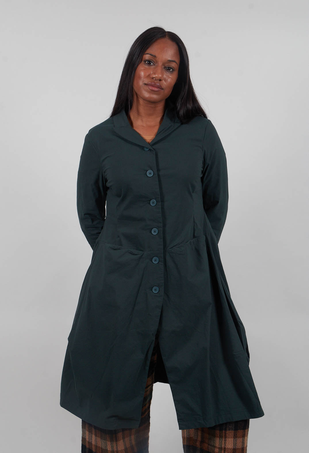 Tulip Hem Coat in Forest - 3631216