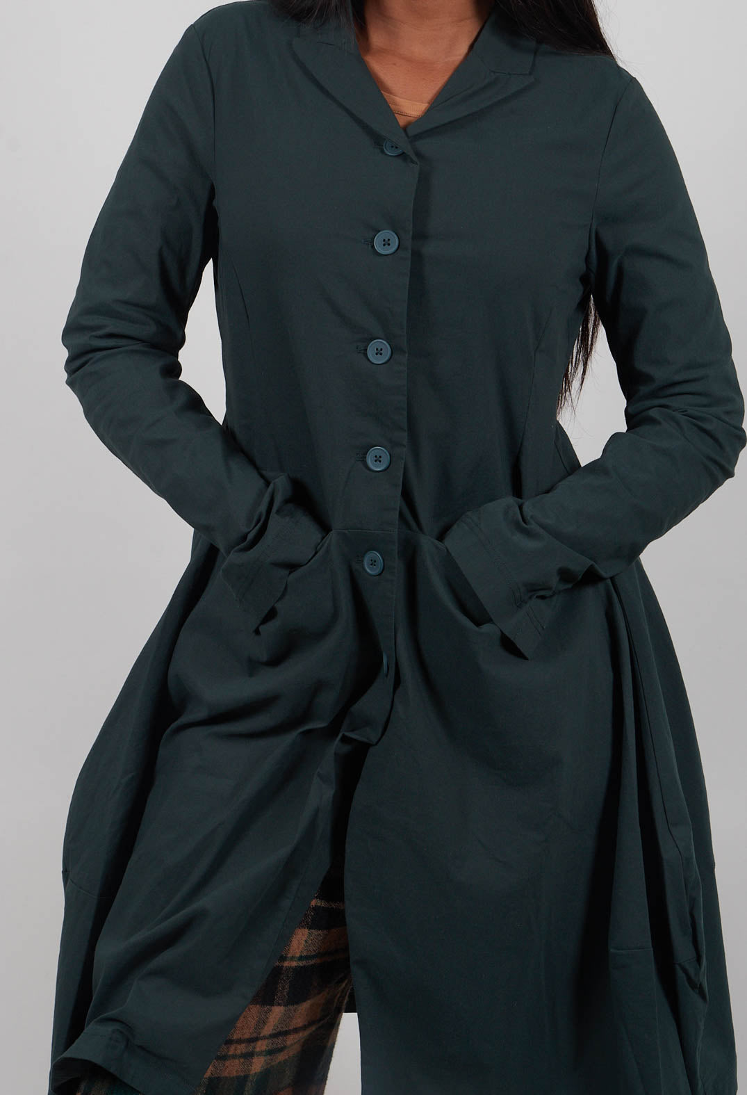Tulip Hem Coat in Forest - 3631216