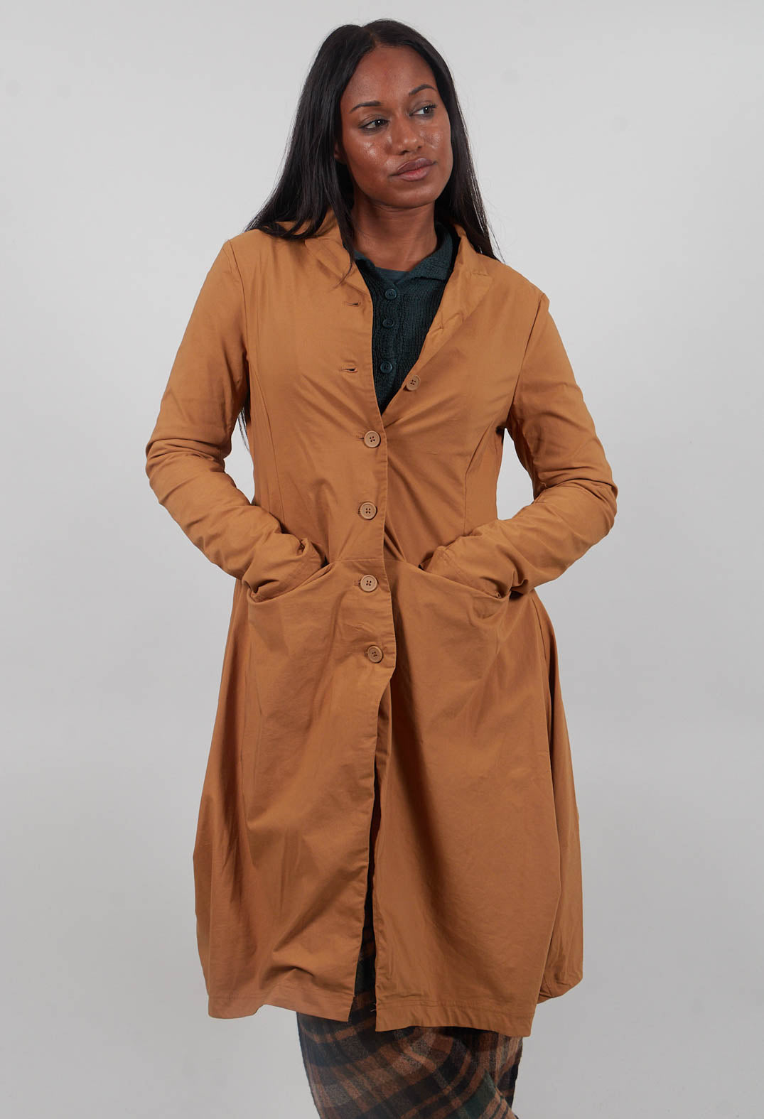 Tulip Hem Coat in Bronze  - 3631216