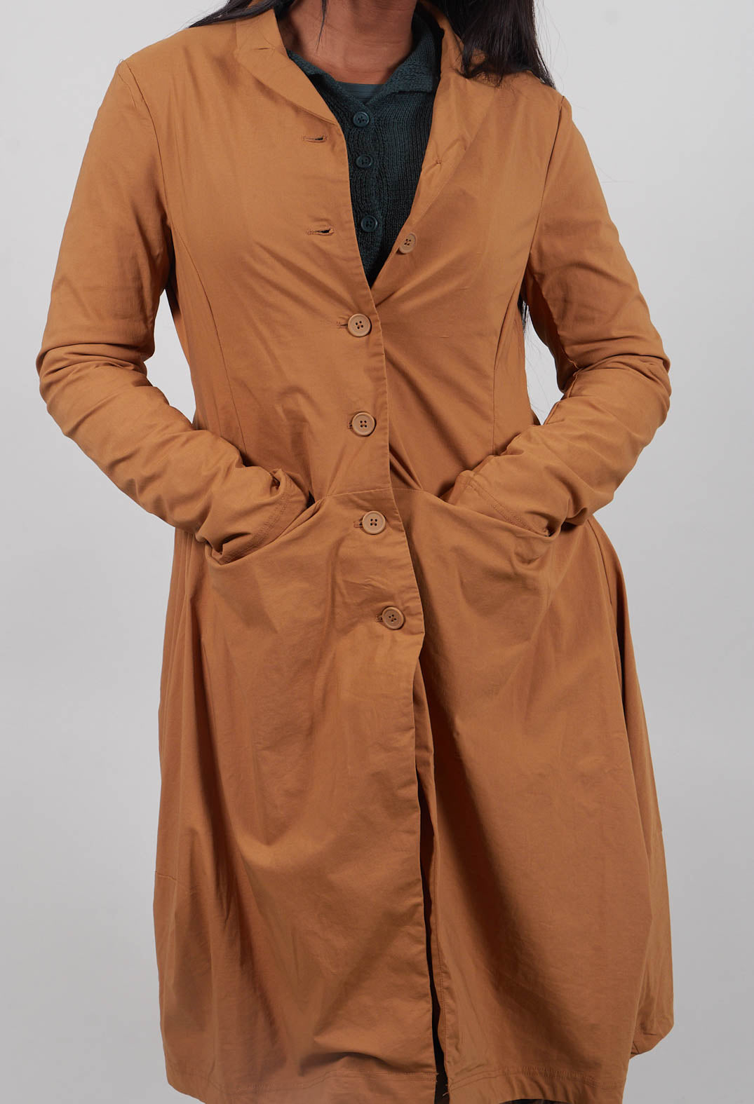 Tulip Hem Coat in Bronze  - 3631216