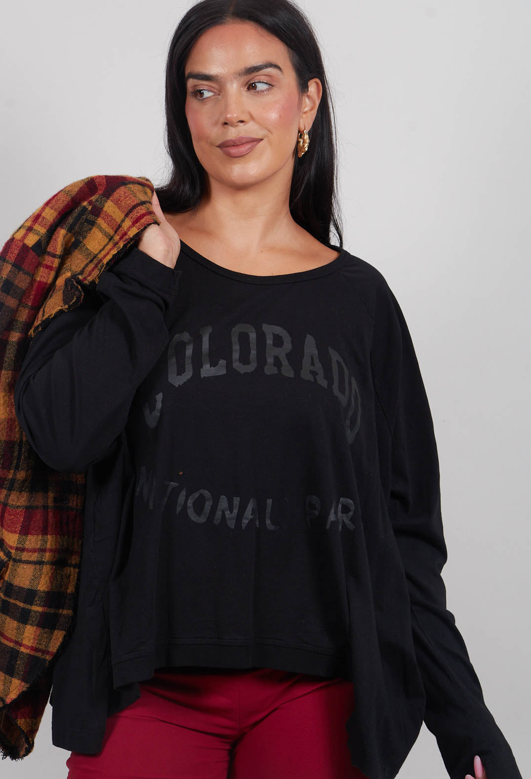 Long Sleeve Top in Black Print  - 3640503