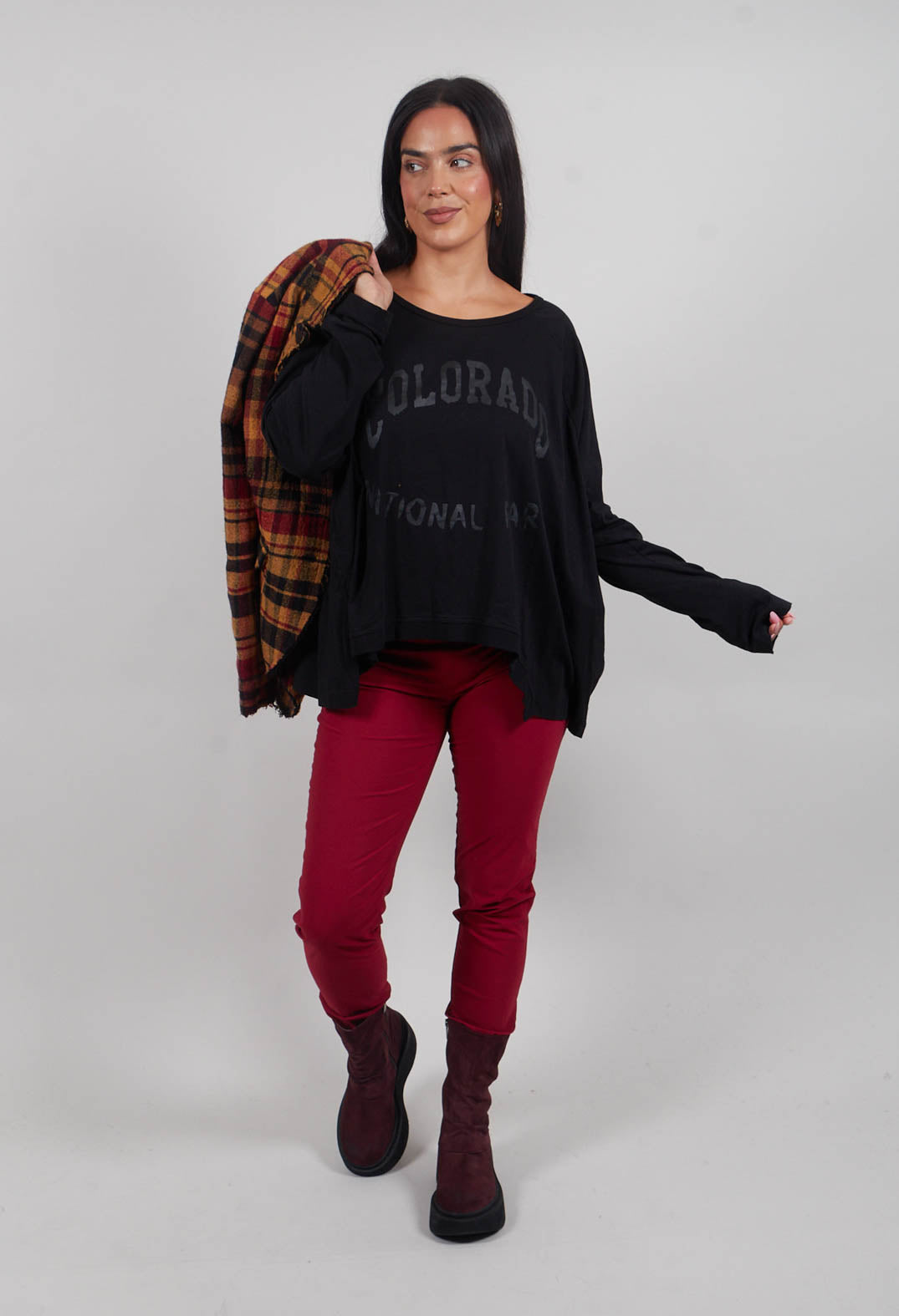 Long Sleeve Top in Black Print  - 3640503