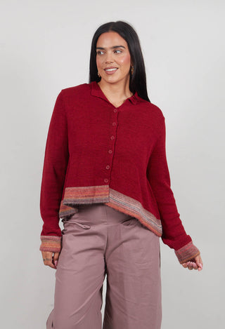 Flared Hem Cardigan in Lava Stripe - 3727101