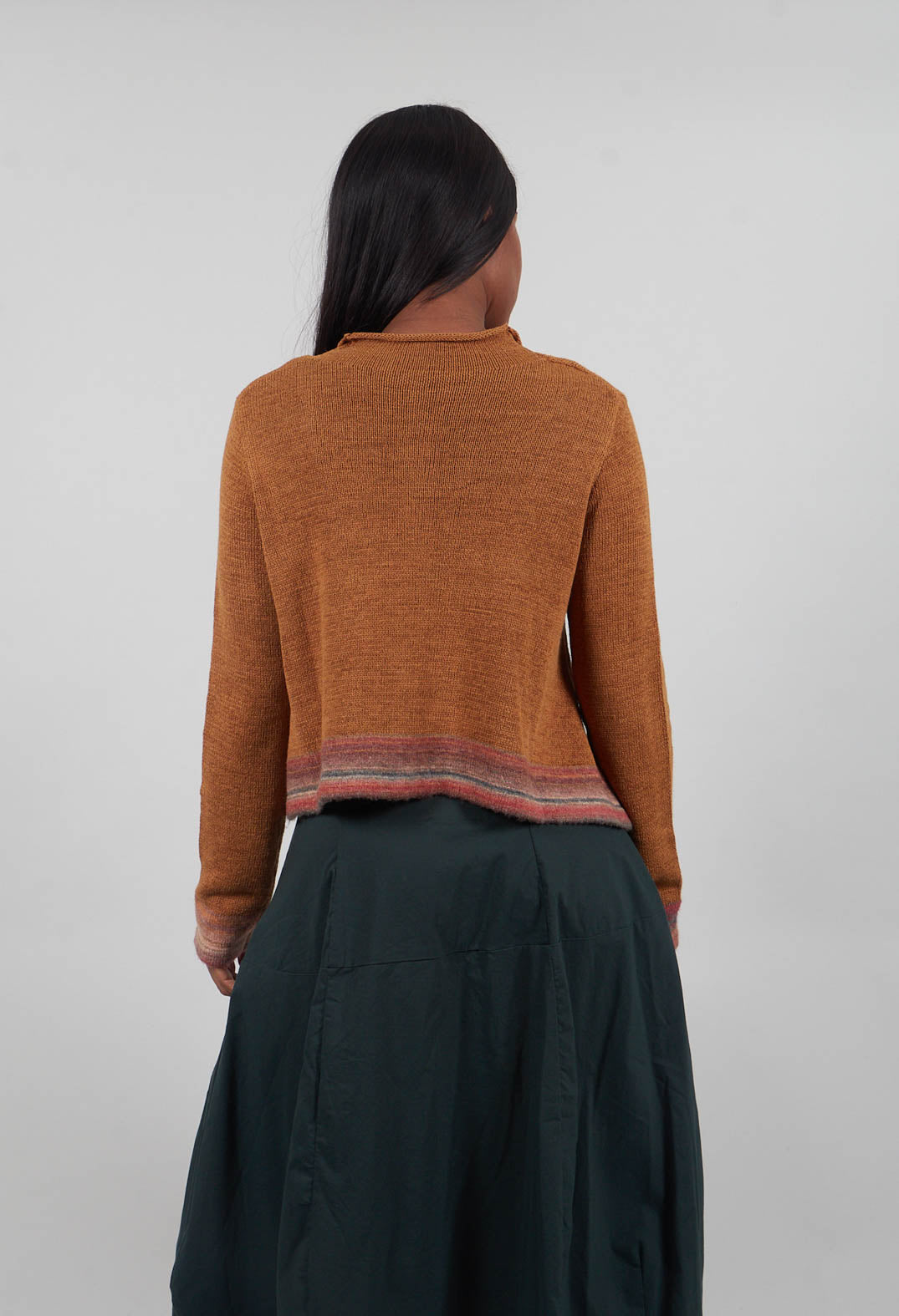 Flared Hem Cardigan in Bronze Stripe - 3727101