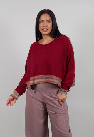 Cropped Boxy Jumper in Lava Stripe  - 3720702
