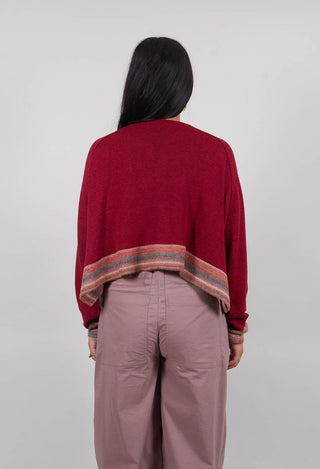 Cropped Boxy Jumper in Lava Stripe  - 3720702