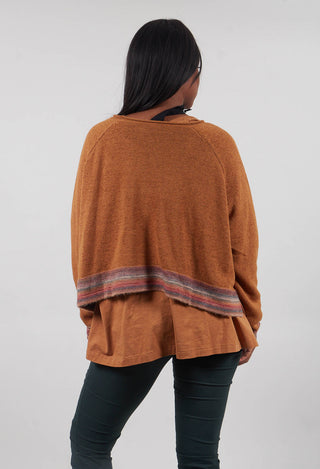 Cropped Boxy Jumper in Bronze Stripe  - 3720702