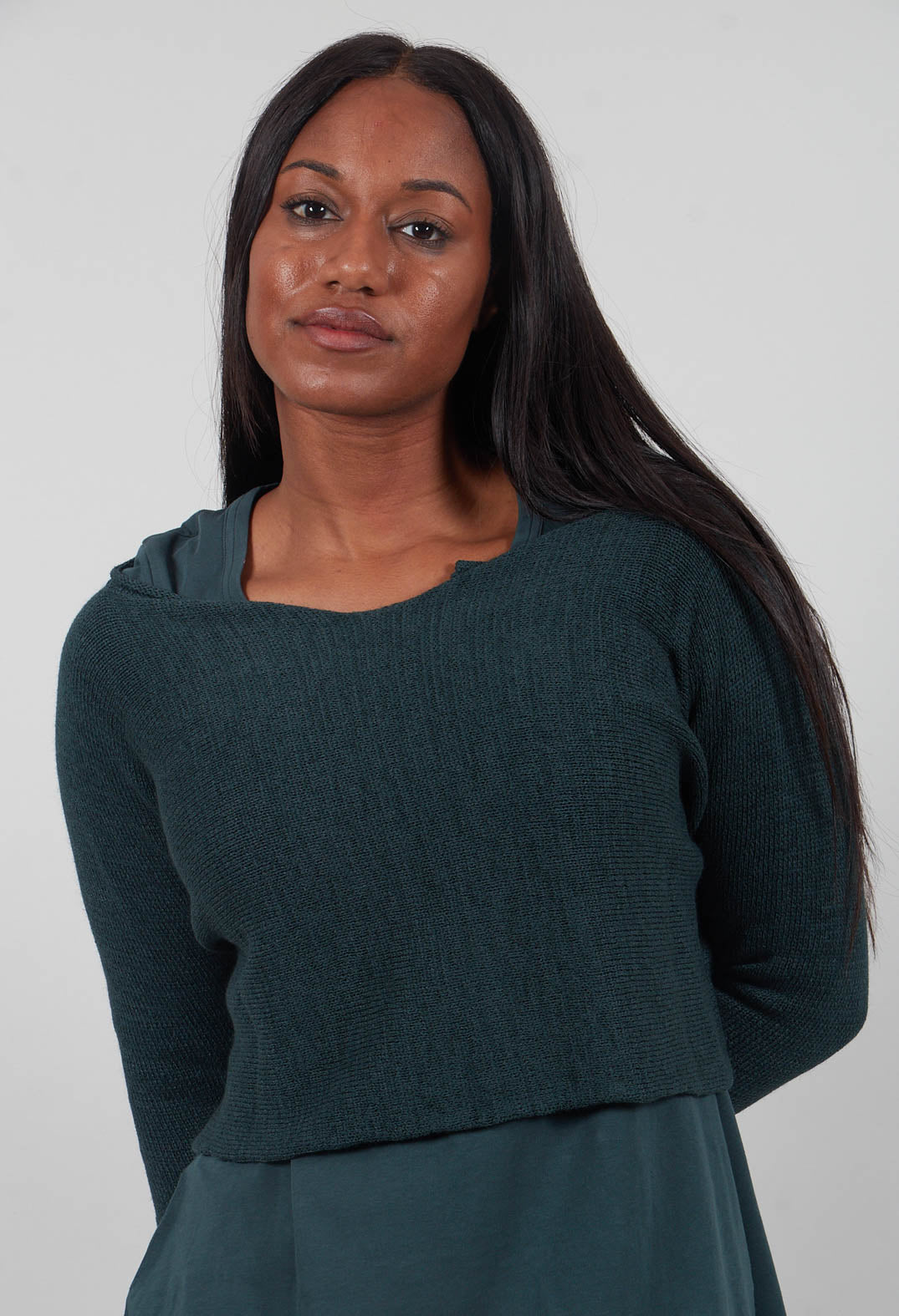 Cropped Fit Jumper in Forest  - 3720712