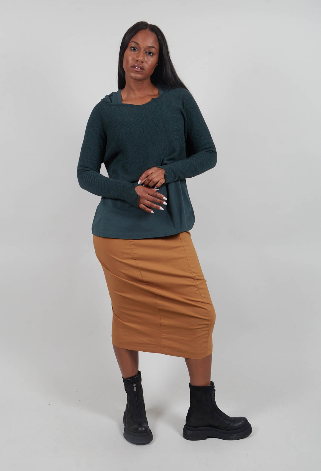 Cropped Fit Jumper in Forest  - 3720712