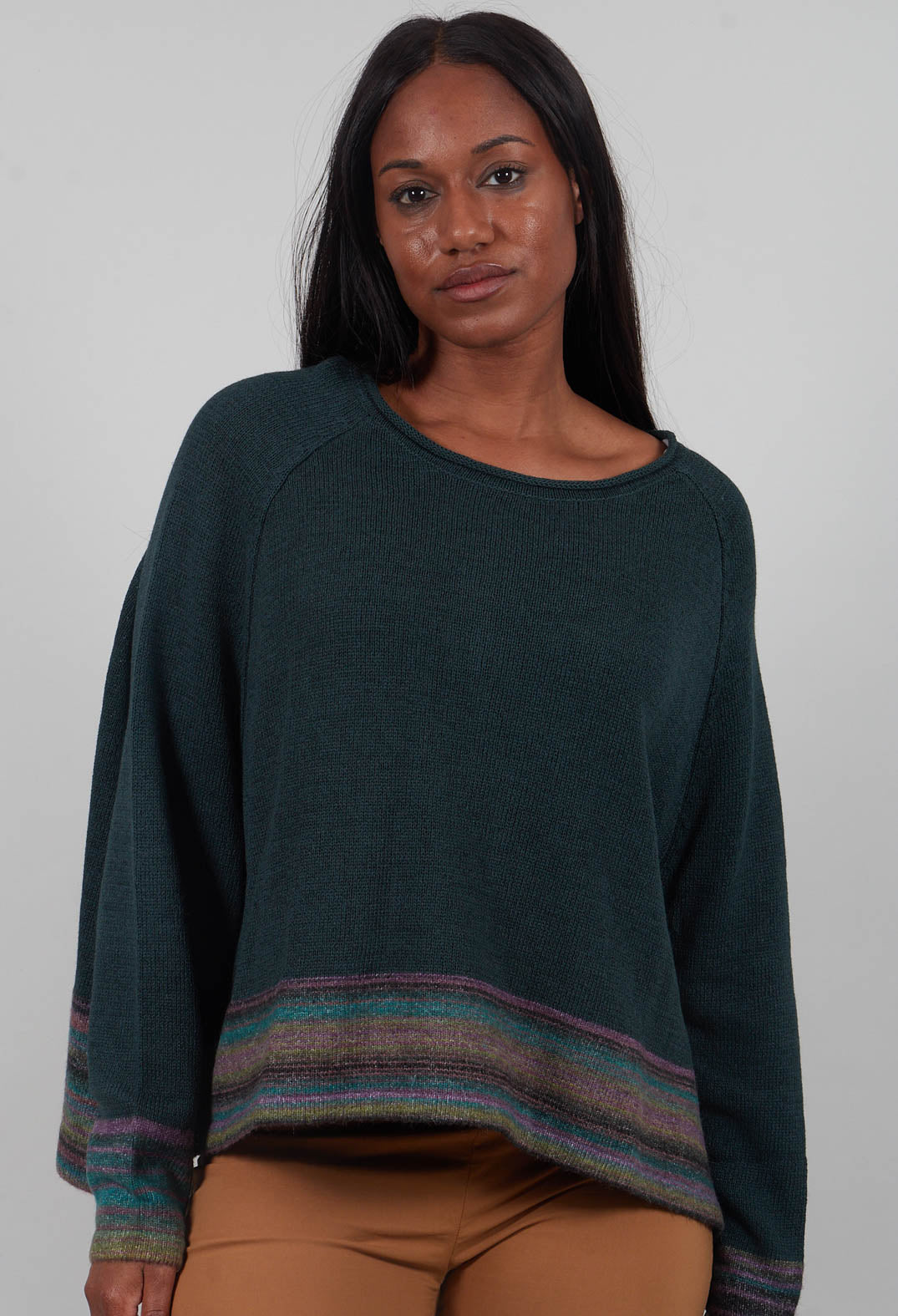 Short Jumper in Forest Stripe  - 3720703