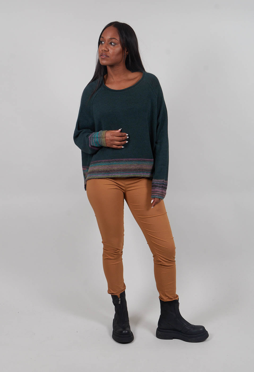 Short Jumper in Forest Stripe  - 3720703