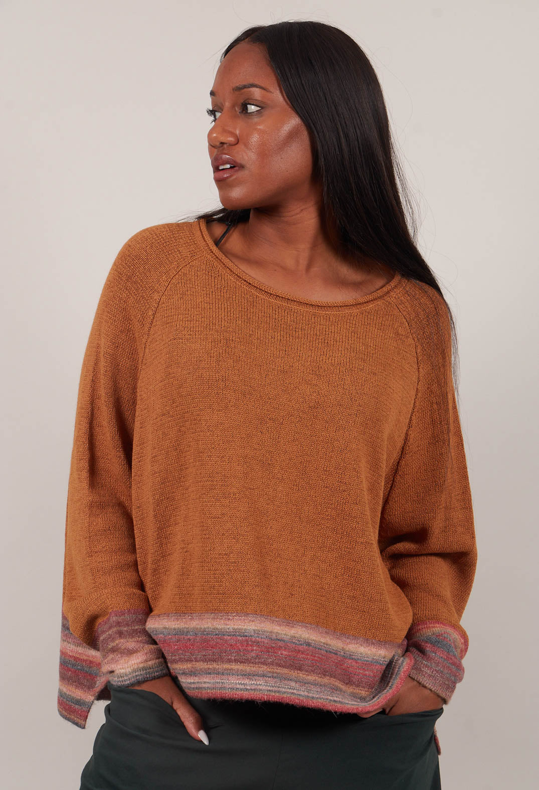 Short Jumper in Bronze Stripe - 3720703