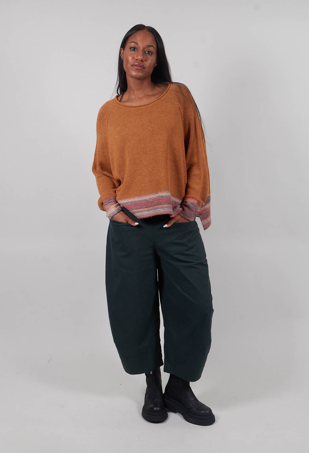 Short Jumper in Bronze Stripe - 3720703