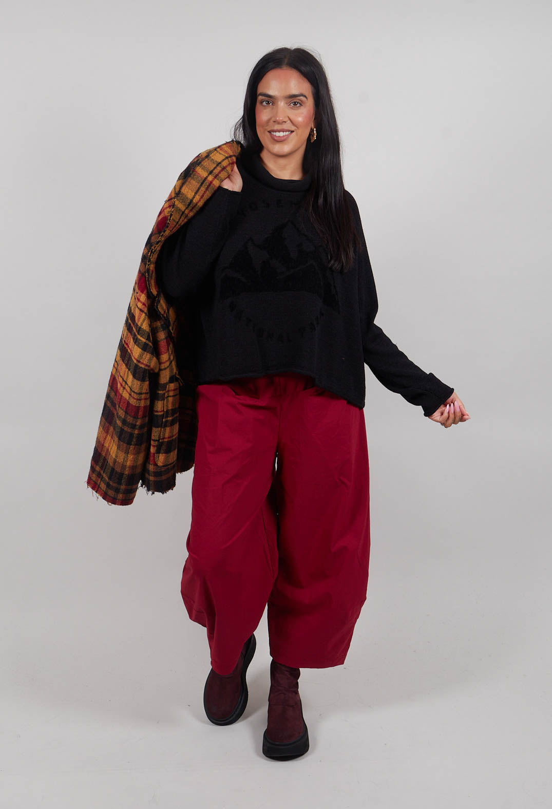 Funnel Neck Jumper in Black Print  - 3720727