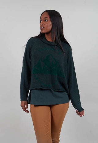 Funnel Neck Jumper in Forest Print  - 3720727