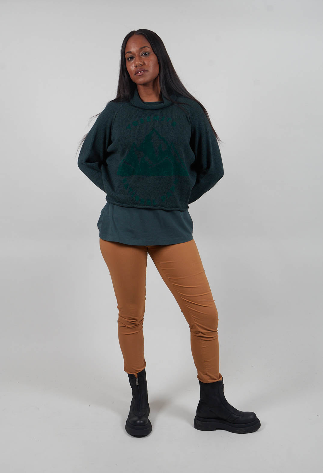 Funnel Neck Jumper in Forest Print  - 3720727