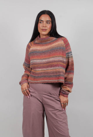 Ribbed Funnel Neck Jumper in Lava Varieté - 3730708