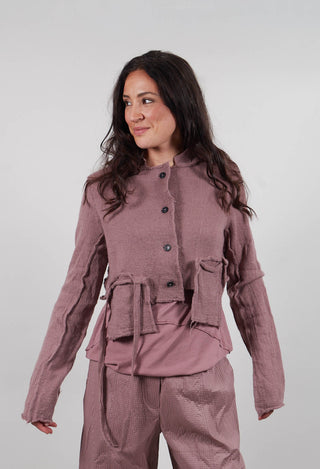 Cropped Cardigan with Raw Edges in Crystal  - 3897106