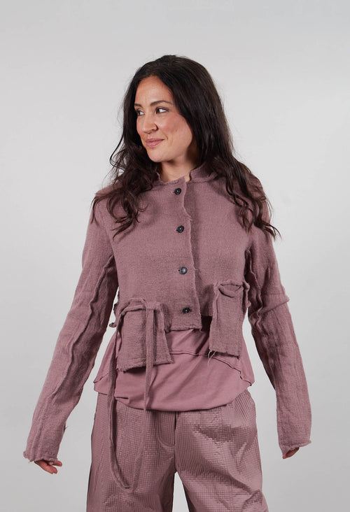 Cropped Cardigan with Raw Edges in Crystal  - 3897106