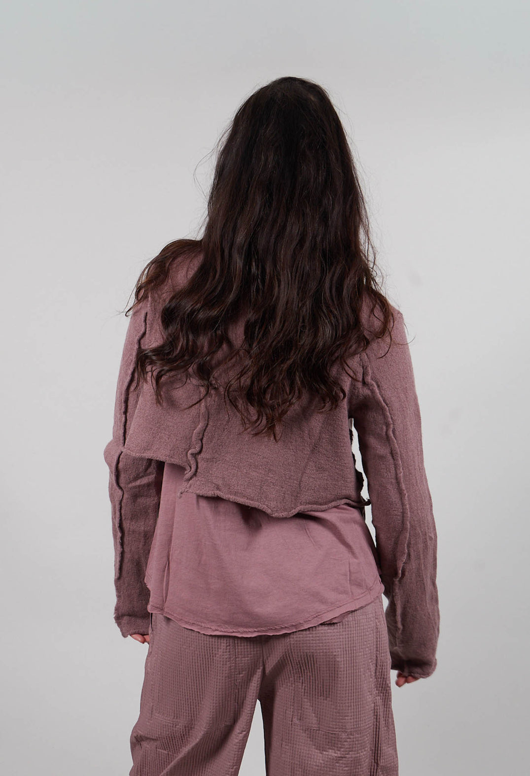 Cropped Cardigan with Raw Edges in Crystal  - 3897106