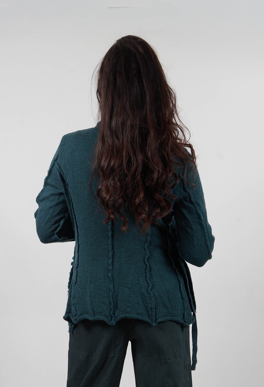 Cardigan with Raw Edges in Forest  - 3897107