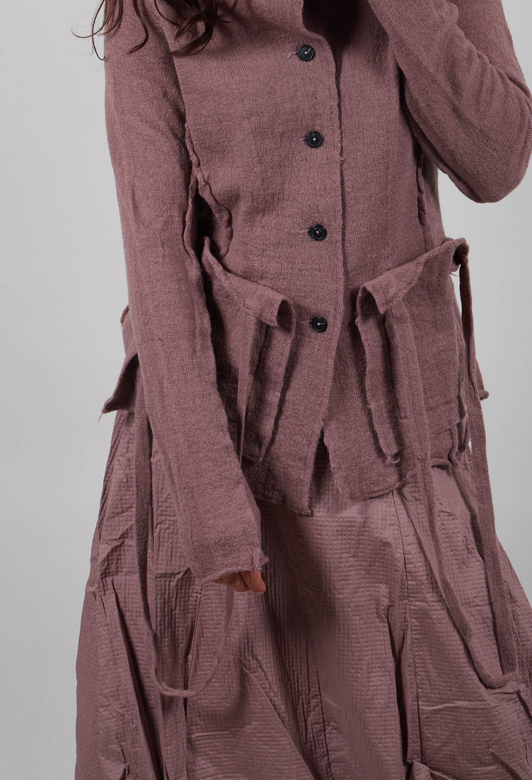 Cardigan with Raw Edges in Crystal  - 3897107