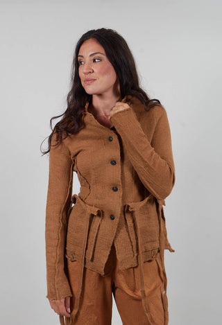 Cardigan with Raw Edges in Bronze - 3897107