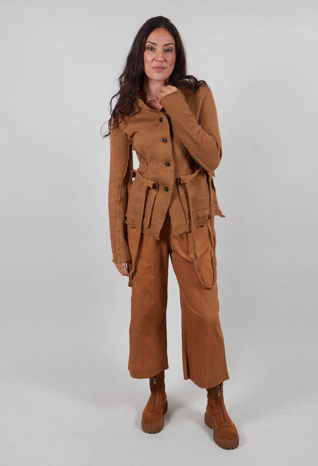 Cardigan with Raw Edges in Bronze - 3897107