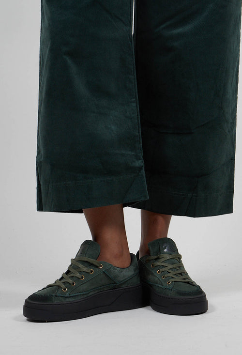 Suede Lace Up Pumps in Forest  - 3985206