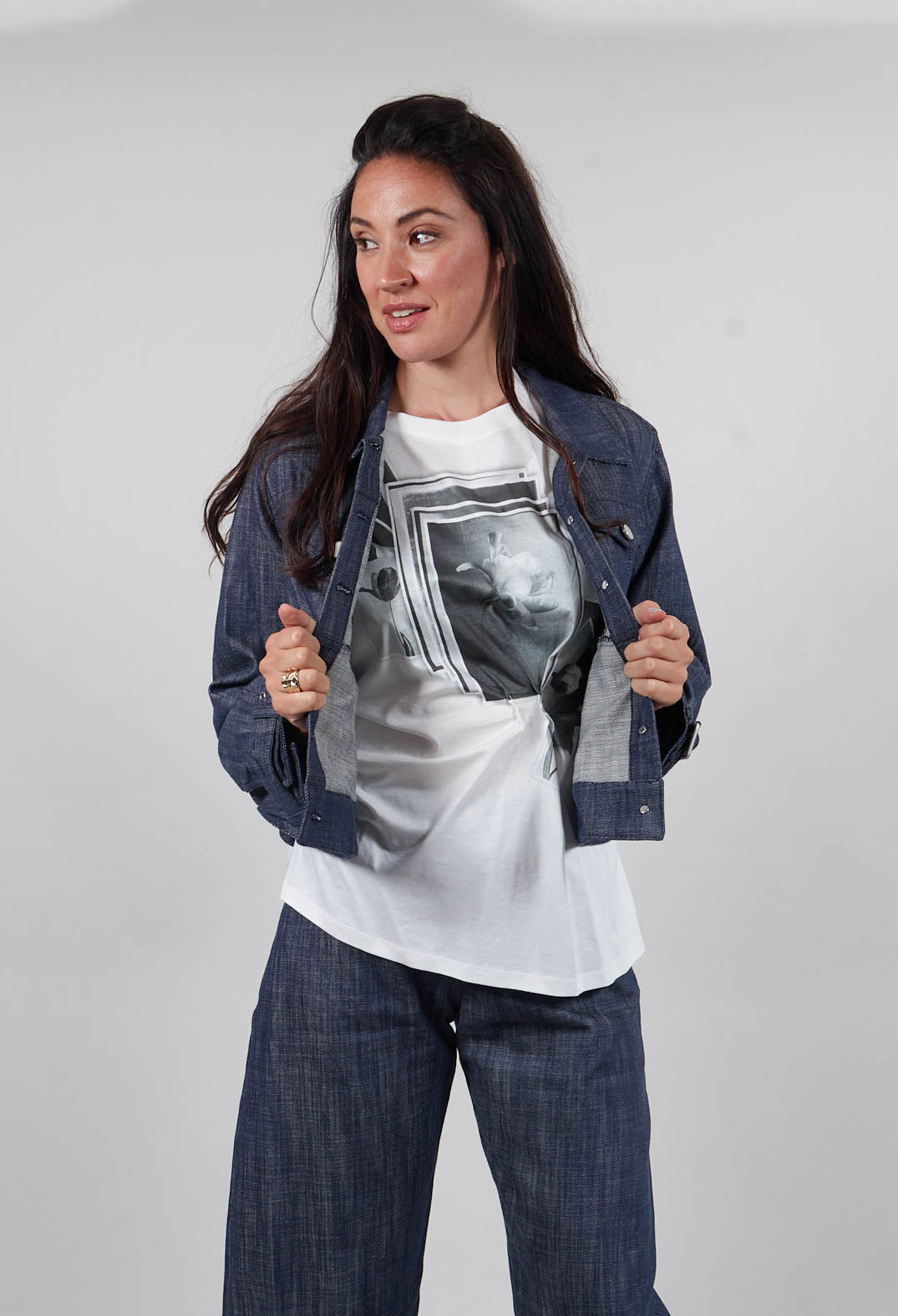 Oversized Buckle Jacket in Blu Grafite