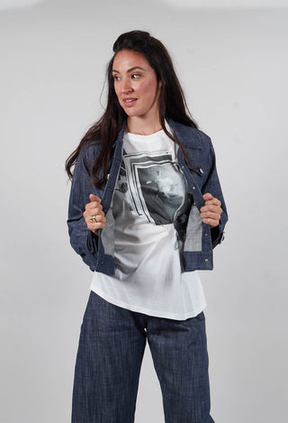 Oversized Buckle Jacket in Blu Grafite