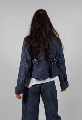 Oversized Buckle Jacket in Blu Grafite
