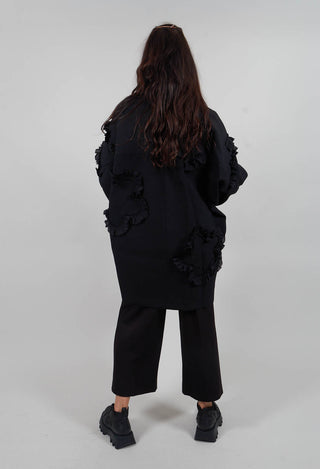 Longline Boxy Wool Coat in Nero