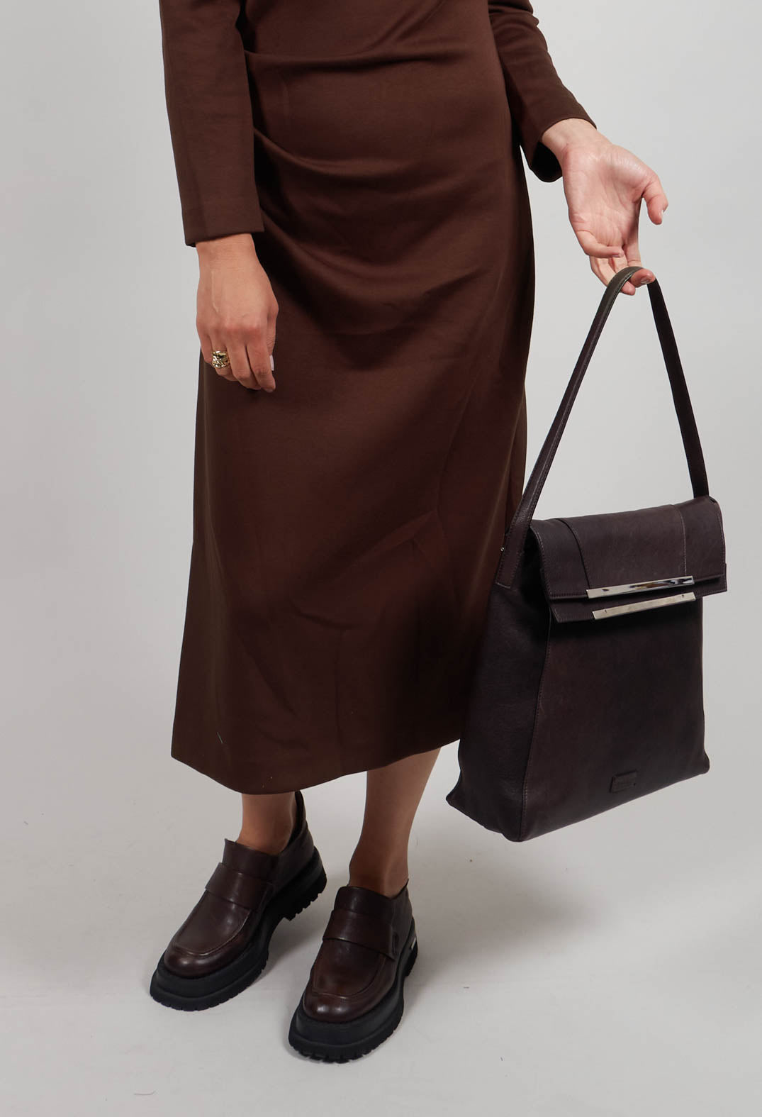 Ruched Dress in Rum Raisin