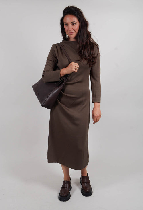 Ruched Dress in Loden Green