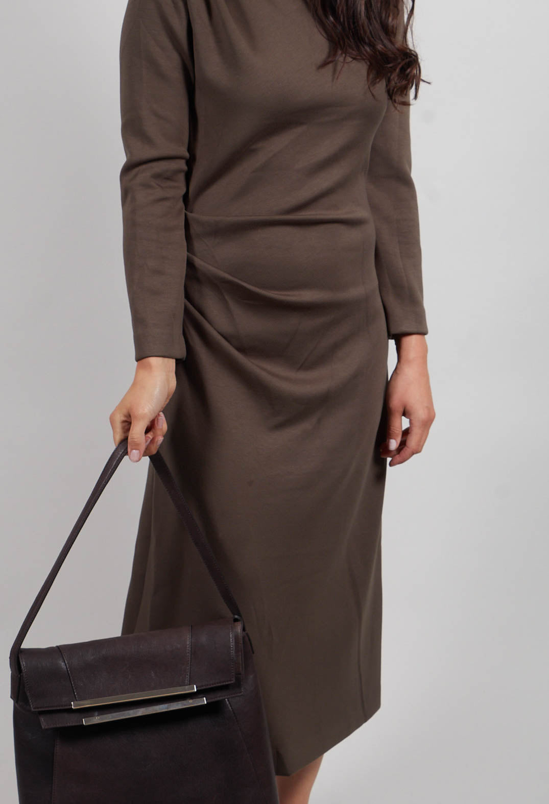 Ruched Dress in Loden Green