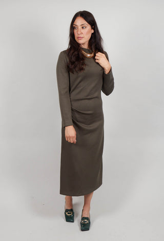 Ruched Dress in Loden Green
