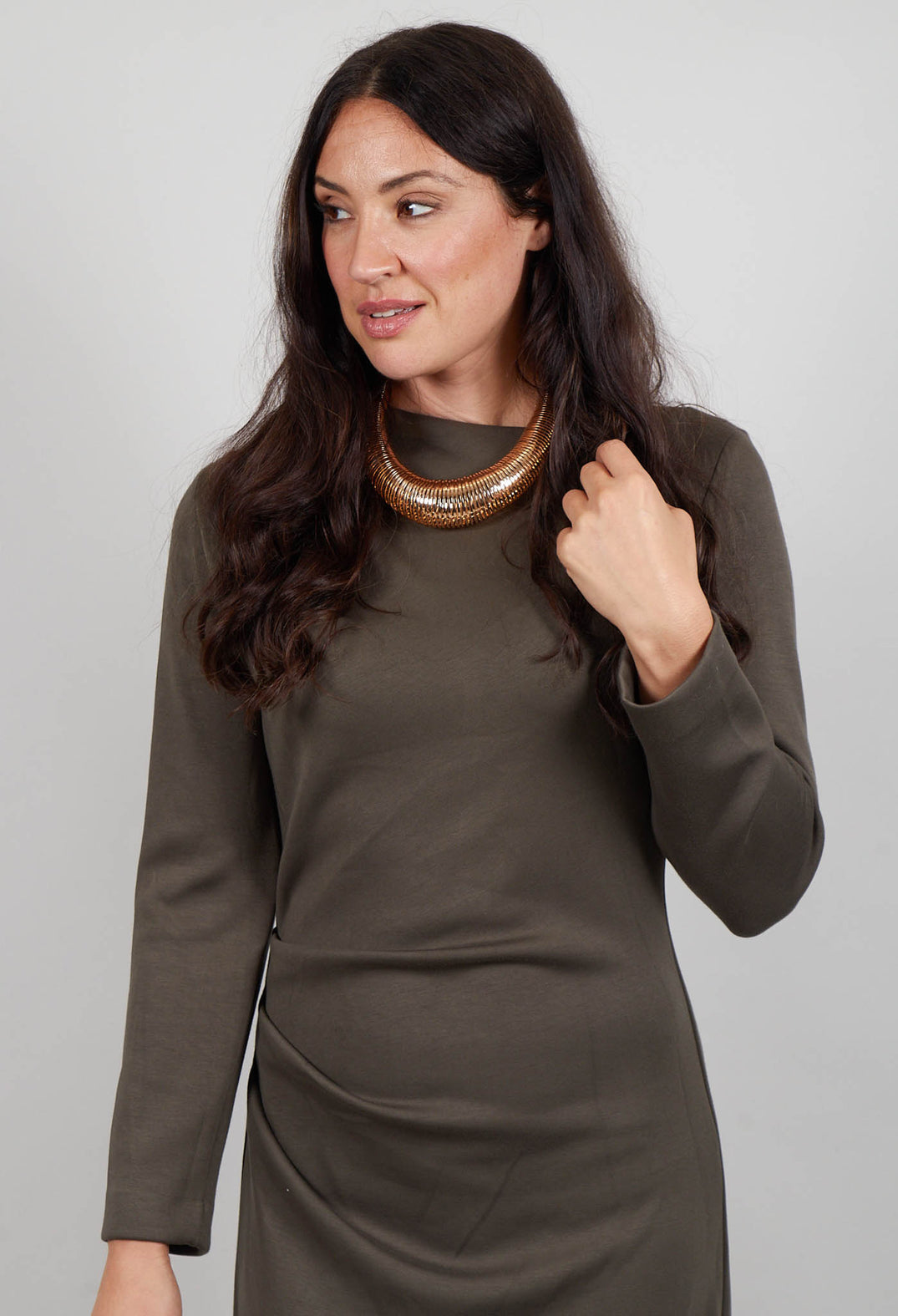 Ruched Dress in Loden Green