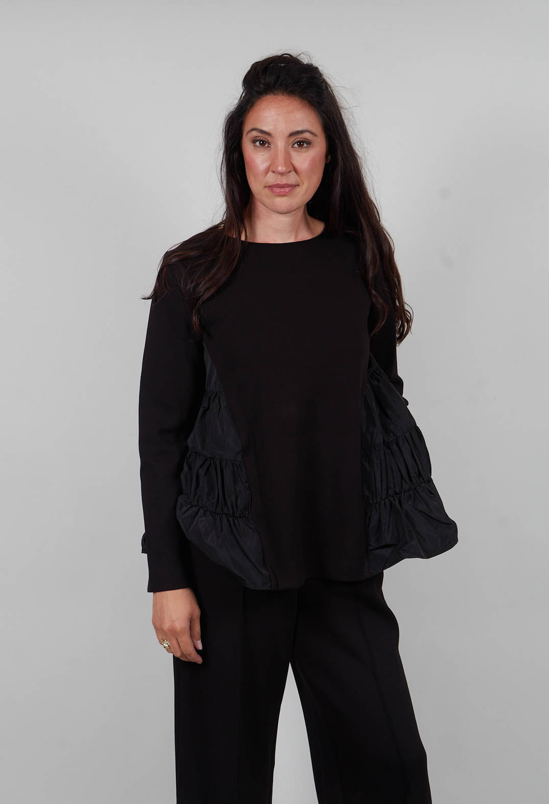 Boxy Peplum Style Top in Nero