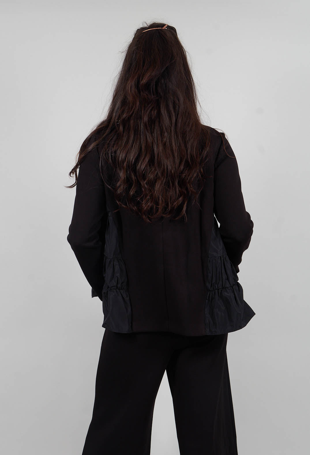 Boxy Peplum Style Top in Nero