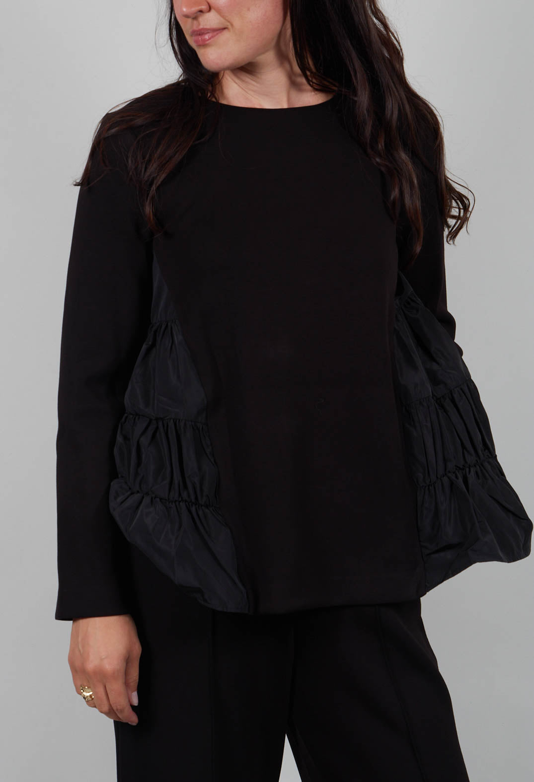 Boxy Peplum Style Top in Nero