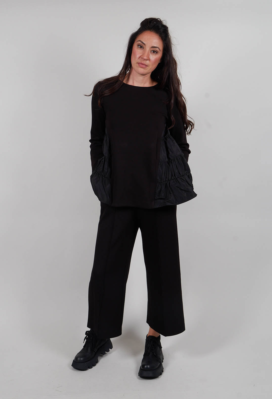 Boxy Peplum Style Top in Nero