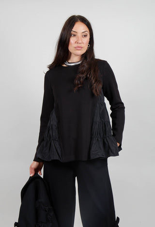 Boxy Peplum Style Top in Nero