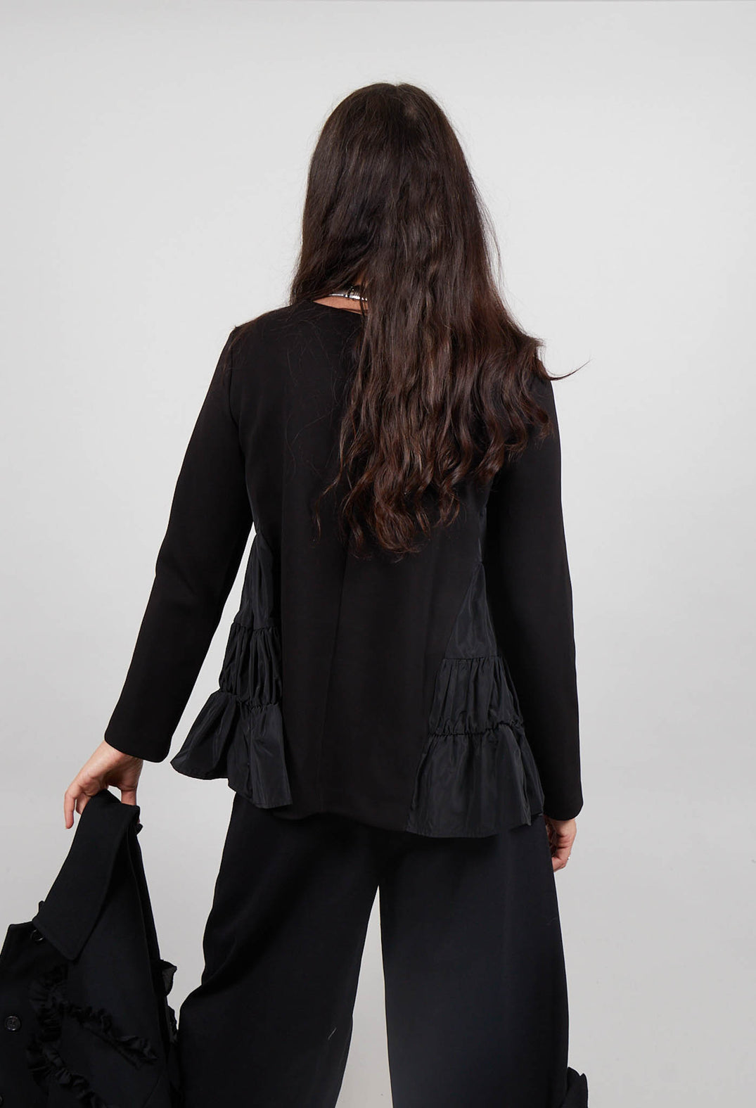 Boxy Peplum Style Top in Nero